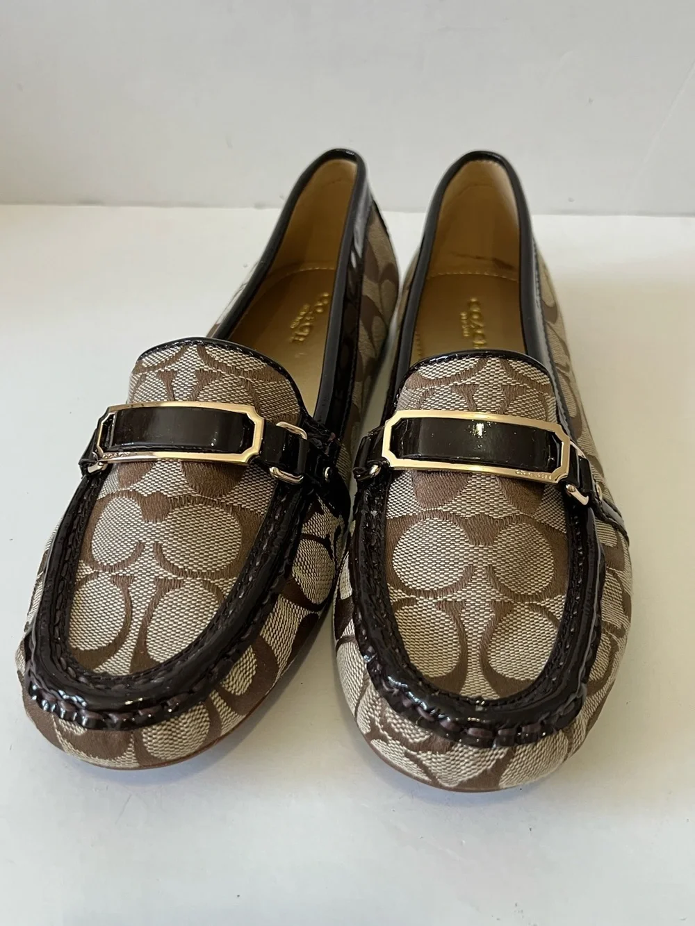 Coach Brown Signature Logo Women's Driving Loafers Size 7.5B
